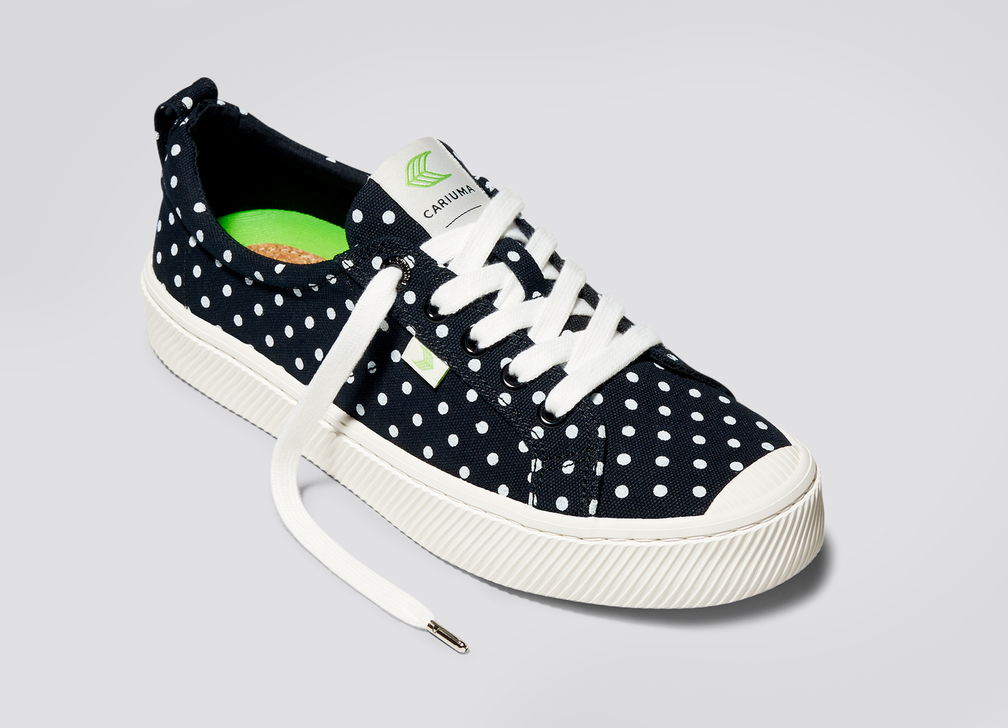 OCA Low Black Canvas White Polka Dots Sneaker