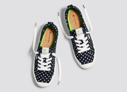 OCA Low Black Canvas White Polka Dots Sneaker