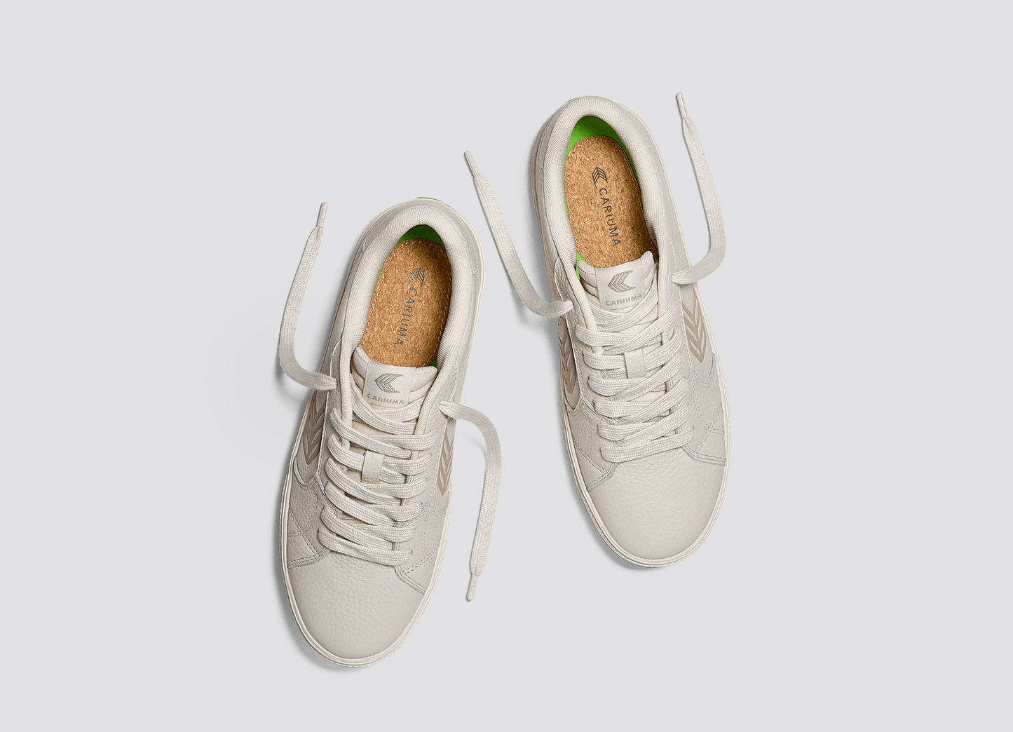 SALVAS All Almond Milk Premium Leather Plaza Taupe Logo Sneaker