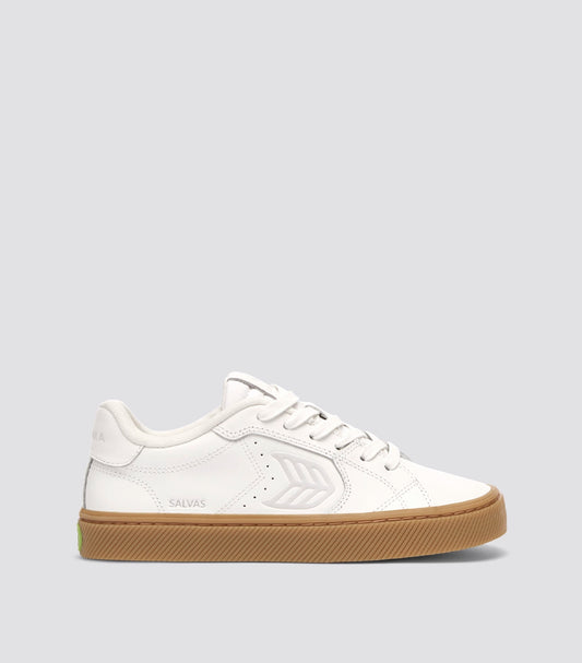 SALVAS Smooth Leather Warm White Logo Gum