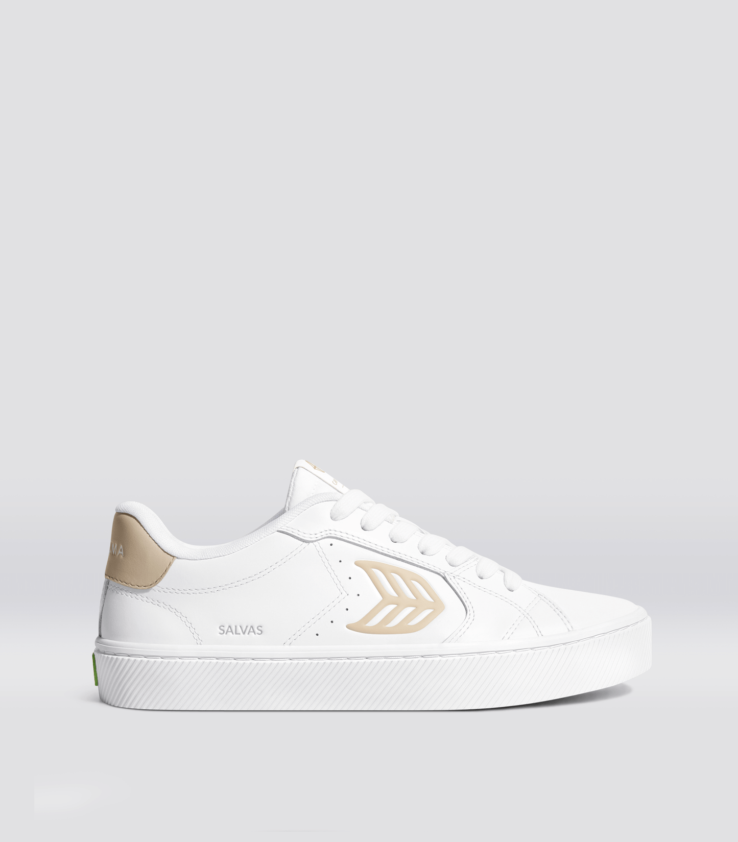 SALVAS White Leather Shifting Sand Logo Sneaker