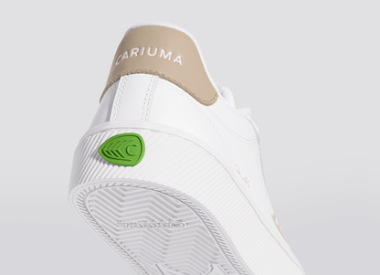 SALVAS White Leather Shifting Sand Logo Sneaker