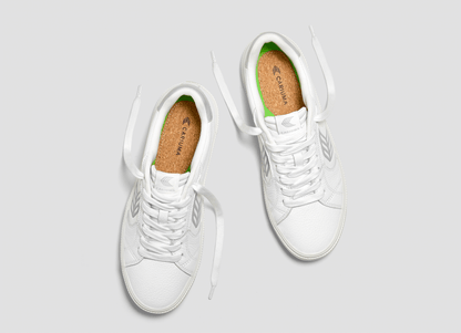 SALVAS White Premium Leather Onyx Grey Logo Sneaker