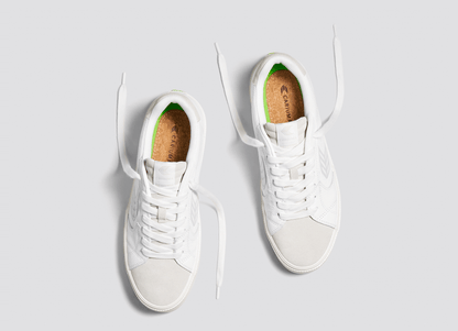 SALVAS White Premium Leather Vintage White Suede Ice Logo Sneaker