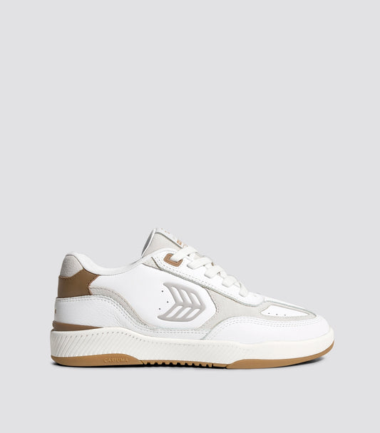 Skategoat C25 White Premium Leather Plaza Taupe Logo Ivory Sneaker