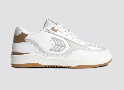 Skategoat C25 White Premium Leather Plaza Taupe Logo Ivory Sneaker