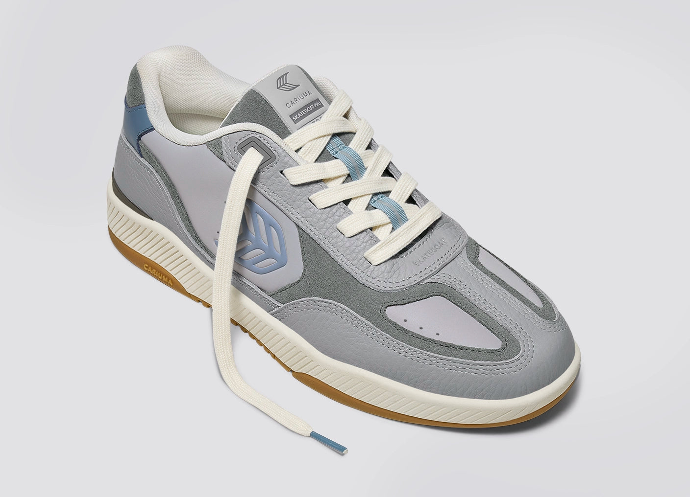 Skategoat C25 Onyx Grey Premium Leather Logo Faded Denim Sneaker