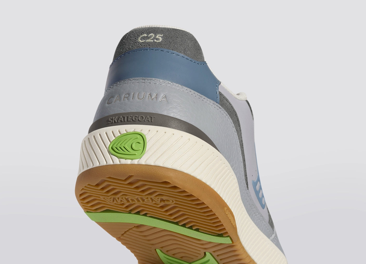 Skategoat C25 Onyx Grey Premium Leather Logo Faded Denim Sneaker