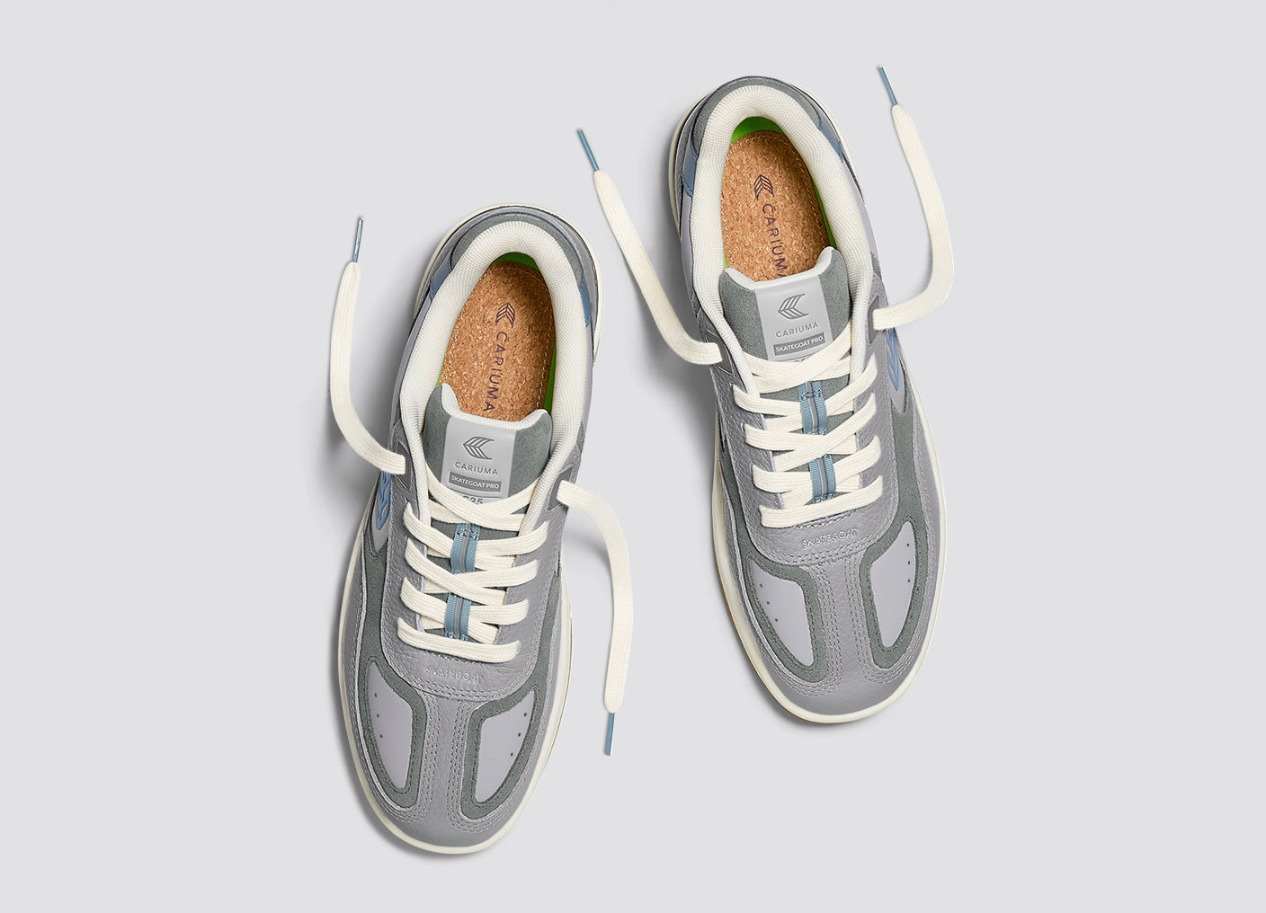 Skategoat C25 Onyx Grey Premium Leather Logo Faded Denim Sneaker