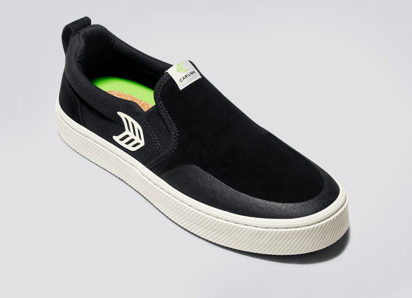 SLIP-ON PRO Black Suede and Canvas Ivory Logo Sneaker