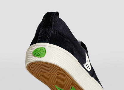 SLIP-ON PRO Black Suede and Canvas Ivory Logo Sneaker