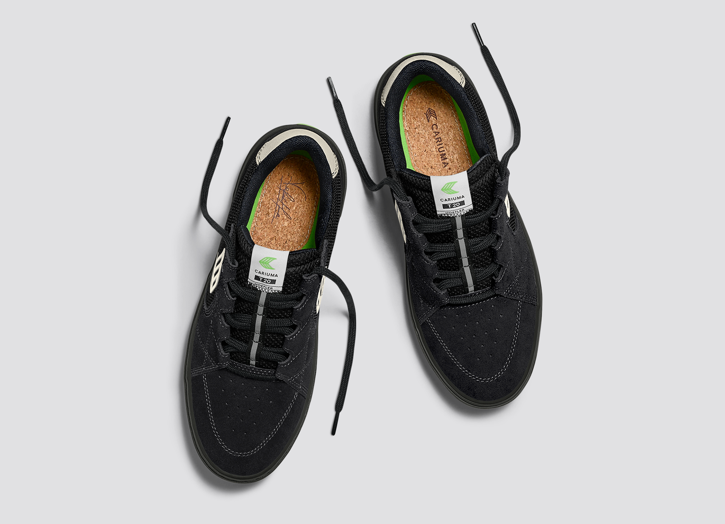 T20 PRO All Black Suede and Mesh Ivory Logo Sneaker