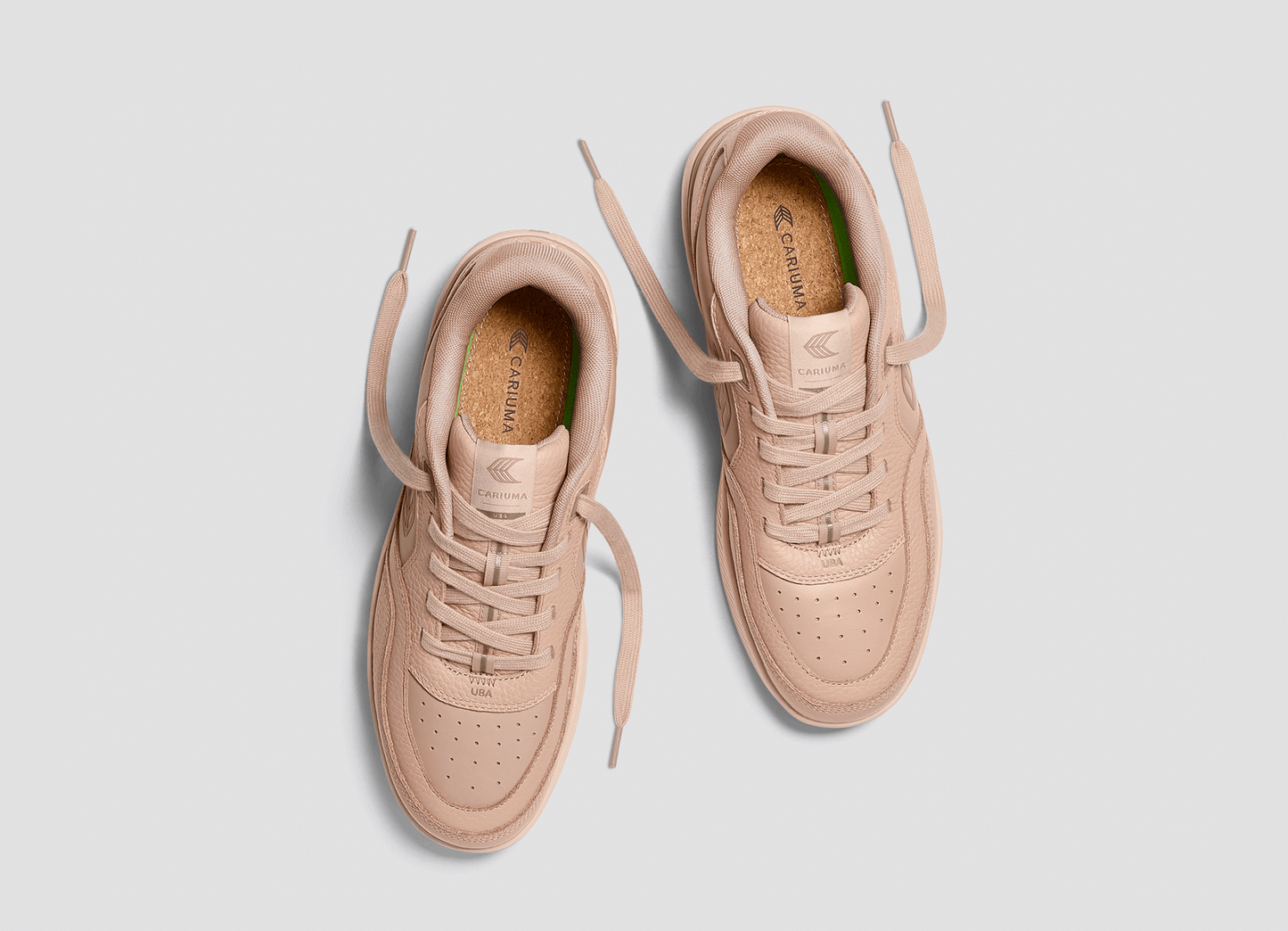 UBA Beige Leather Natural Logo Sneaker