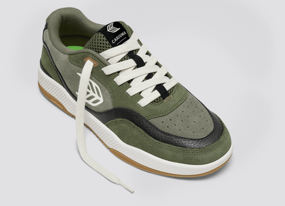 UBA Bronze Green Suede Ivory Logo Sneaker