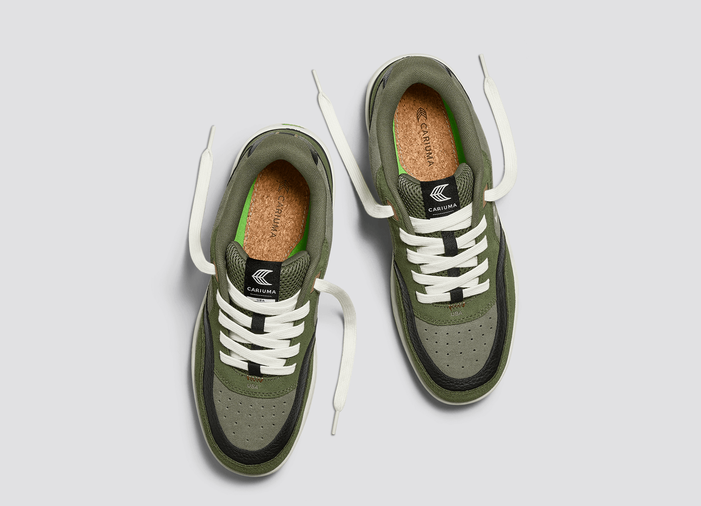 UBA Bronze Green Suede Ivory Logo Sneaker