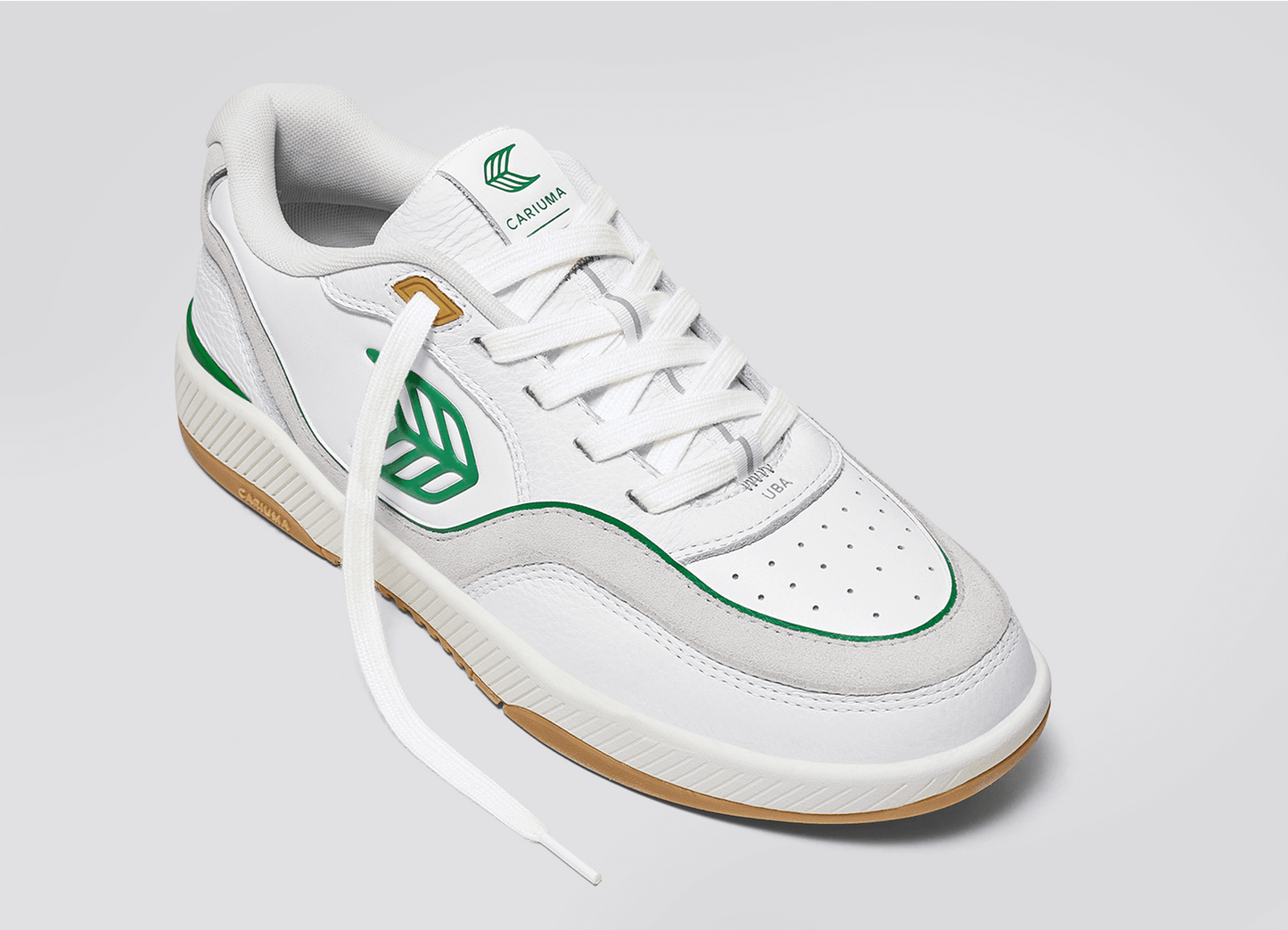 UBA Gum White Leather Green Logo Sneaker