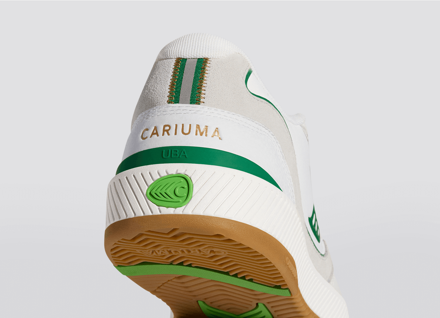 UBA Gum White Leather Green Logo Sneaker