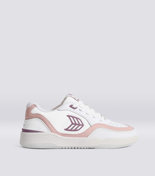 UBA White Premium Leather Dark Rose Logo Sneaker