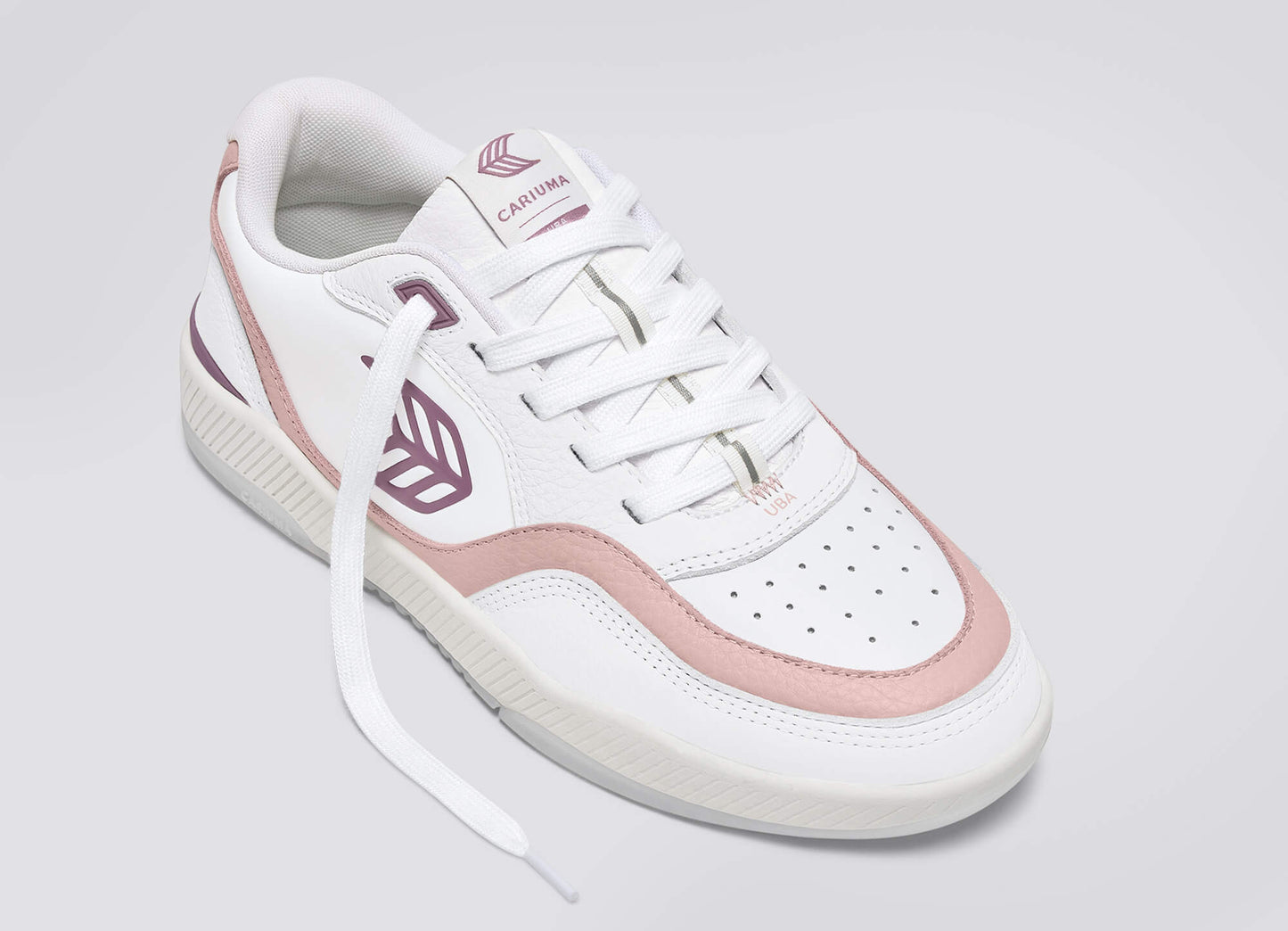 UBA White Premium Leather Dark Rose Logo Sneaker