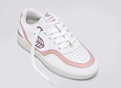 UBA White Premium Leather Dark Rose Logo Sneaker