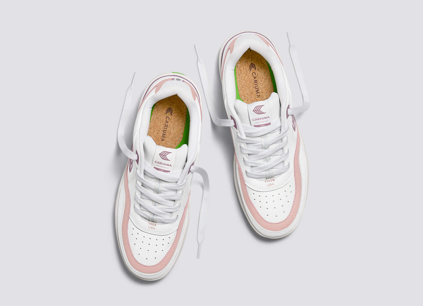 UBA White Premium Leather Dark Rose Logo Sneaker