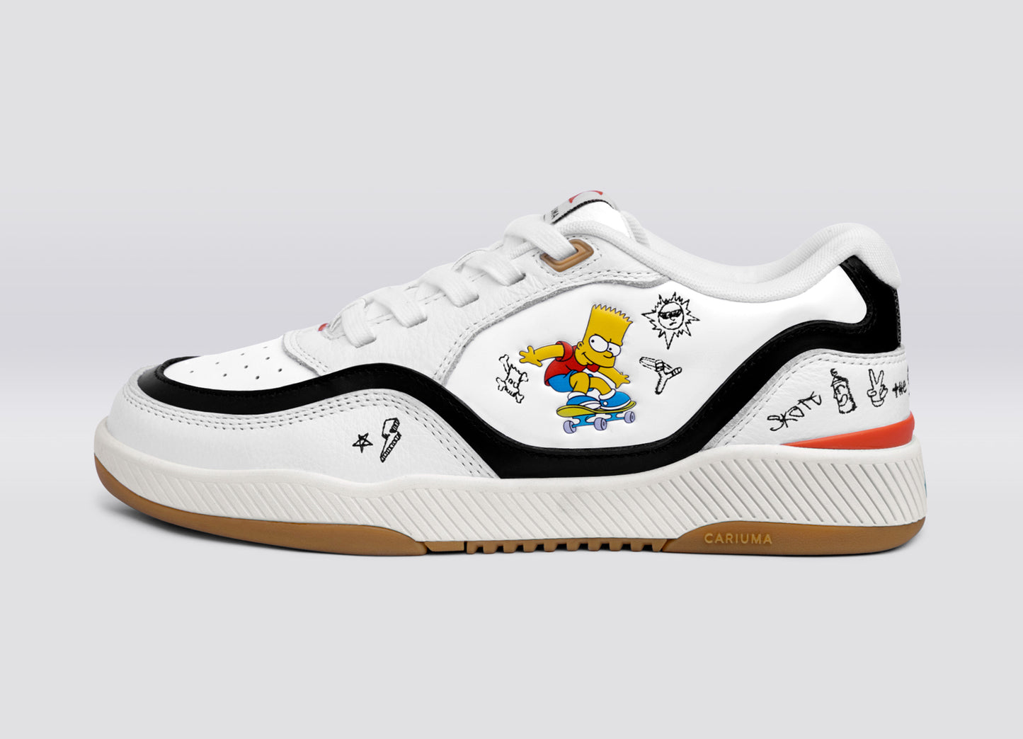 Simpsons UBA White Leather Bart Skateboard Sneaker