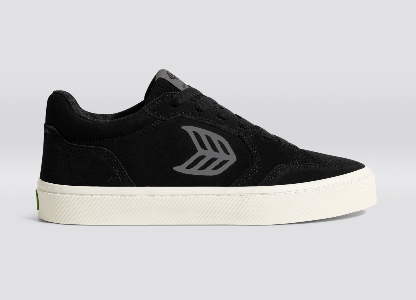 VALLELY Black Suede Steel Grey Logo Sneaker