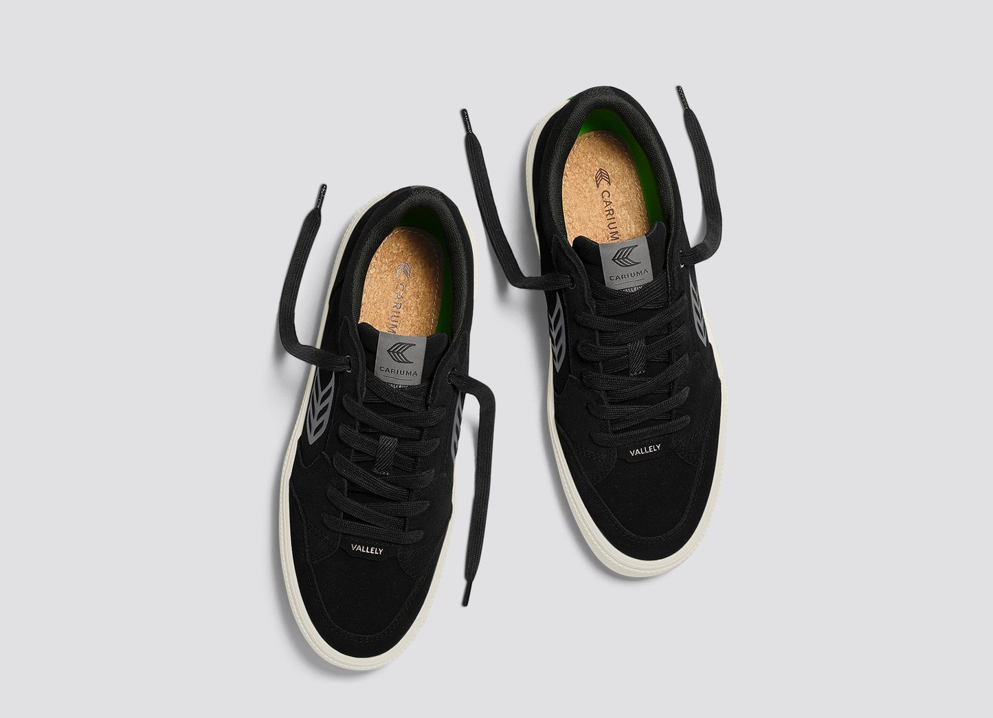 VALLELY Black Suede Steel Grey Logo Sneaker