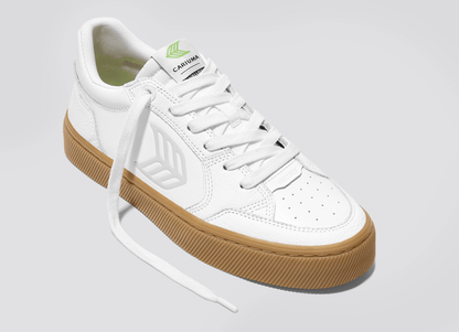 VALLELY Gum White Leather Ice Logo Sneaker