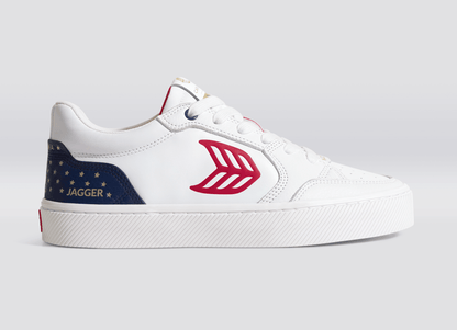 VALLELY PRO Jagger 2024 White Leather Blue Accents Red Logo Sneaker