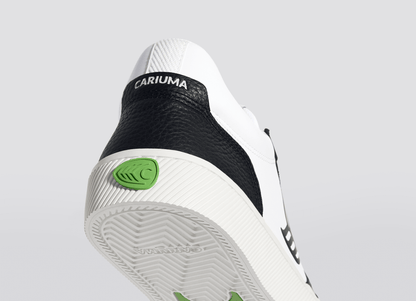 VALLELY White Leather Black Accents Sneaker