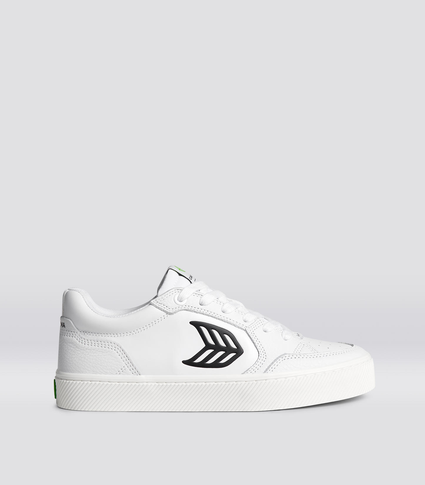 VALLELY White Leather Black Logo Sneaker