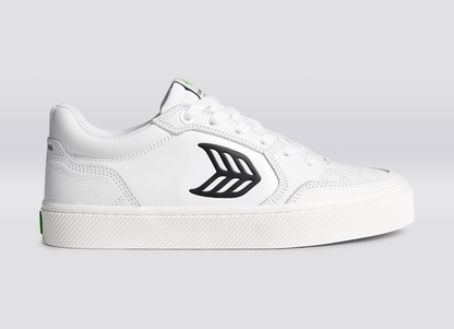 VALLELY White Leather Black Logo Sneaker