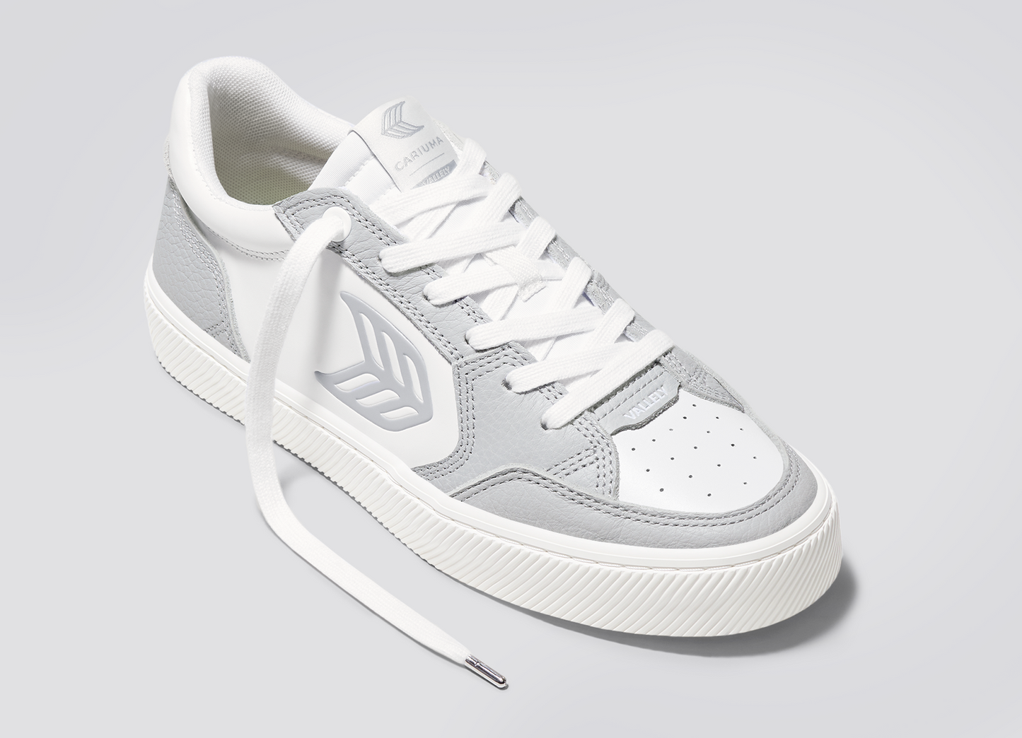 VALLELY White Leather Onyx Grey Accents Sneaker