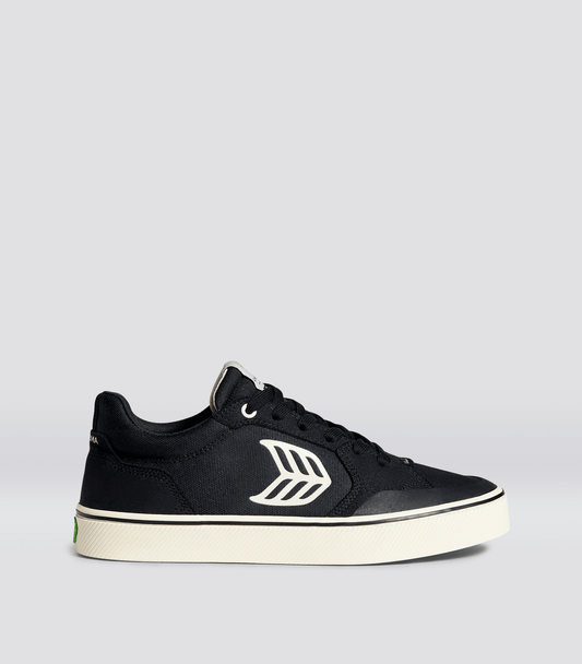 VALLELY PRO Black Suede and Cordura Ivory Logo Sneaker