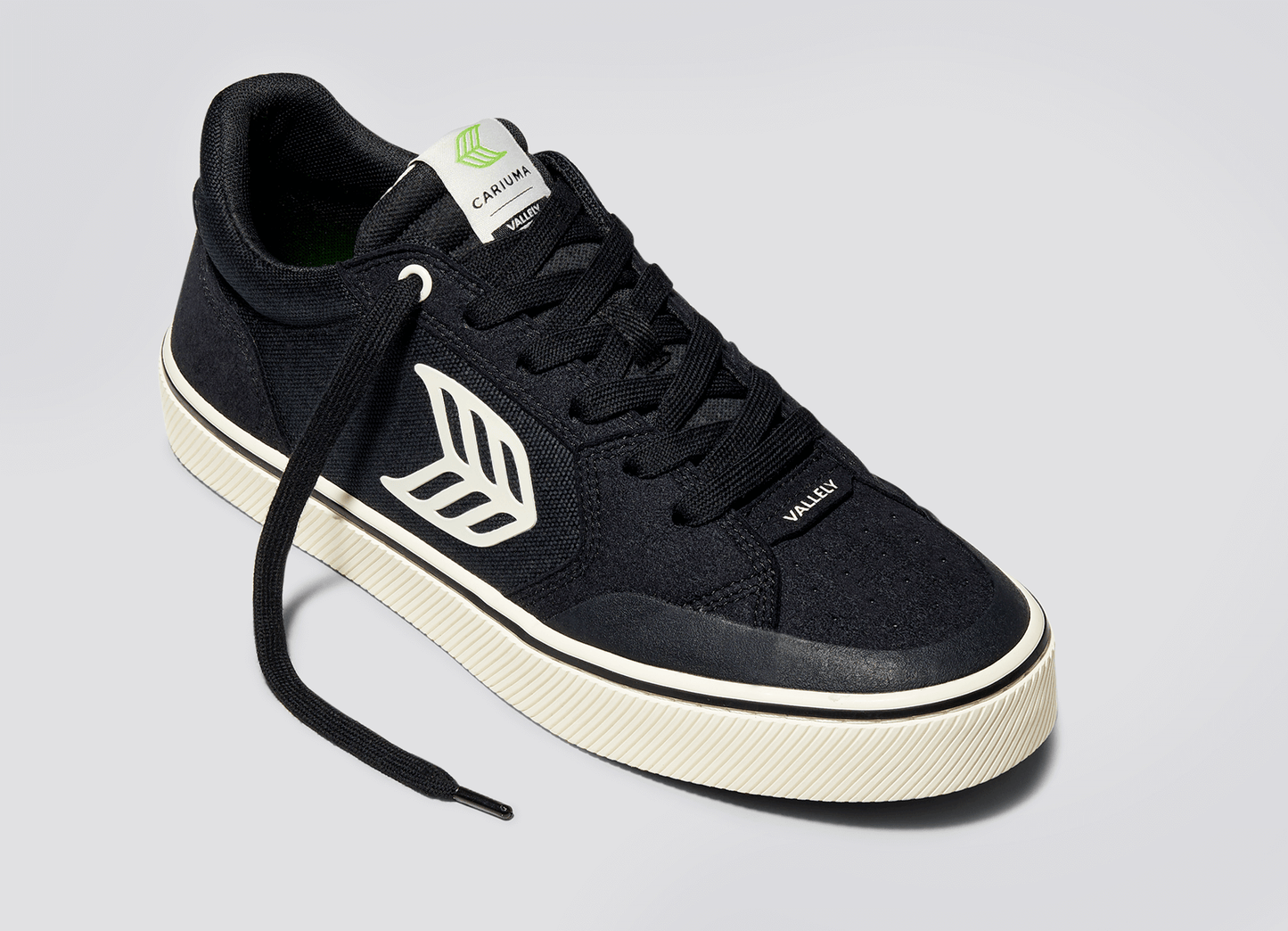 VALLELY PRO Black Suede and Cordura Ivory Logo Sneaker