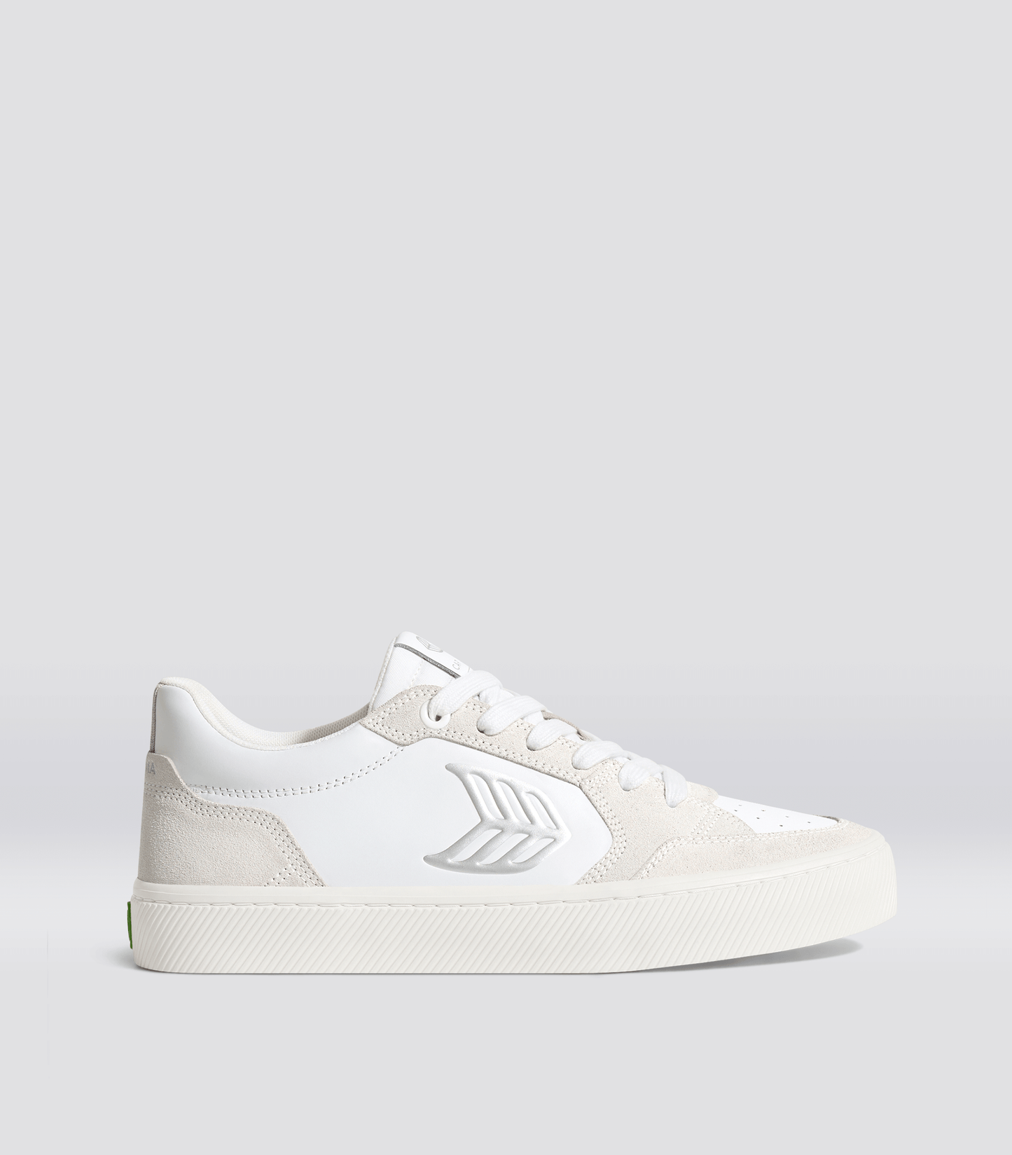 VALLELY White Leather Smoke White Suede Silver Logo Sneaker